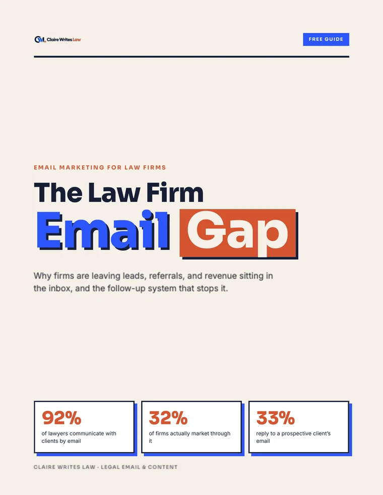 Cover of The Law Firm Email Gap, a free guide from Claire Writes Law