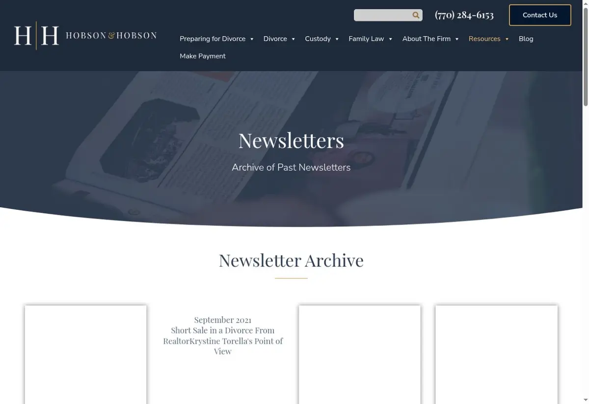 Public newsletter archive preview from The Hobson Law Firm