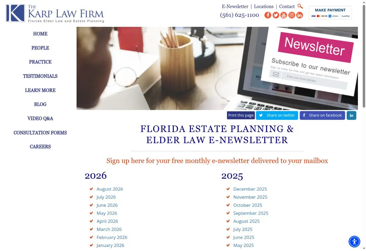 Public newsletter archive preview from Karp Law Firm