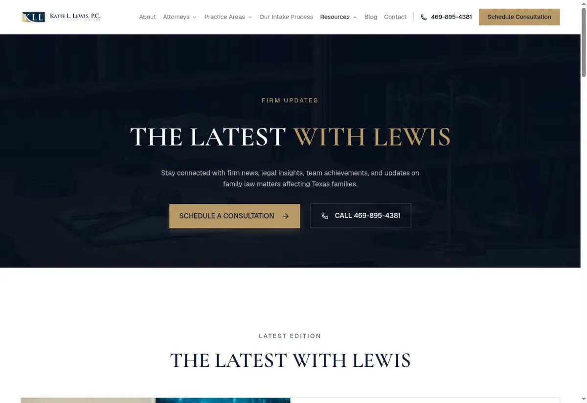 Public newsletter archive preview from Katie L. Lewis, P.C. Family Law