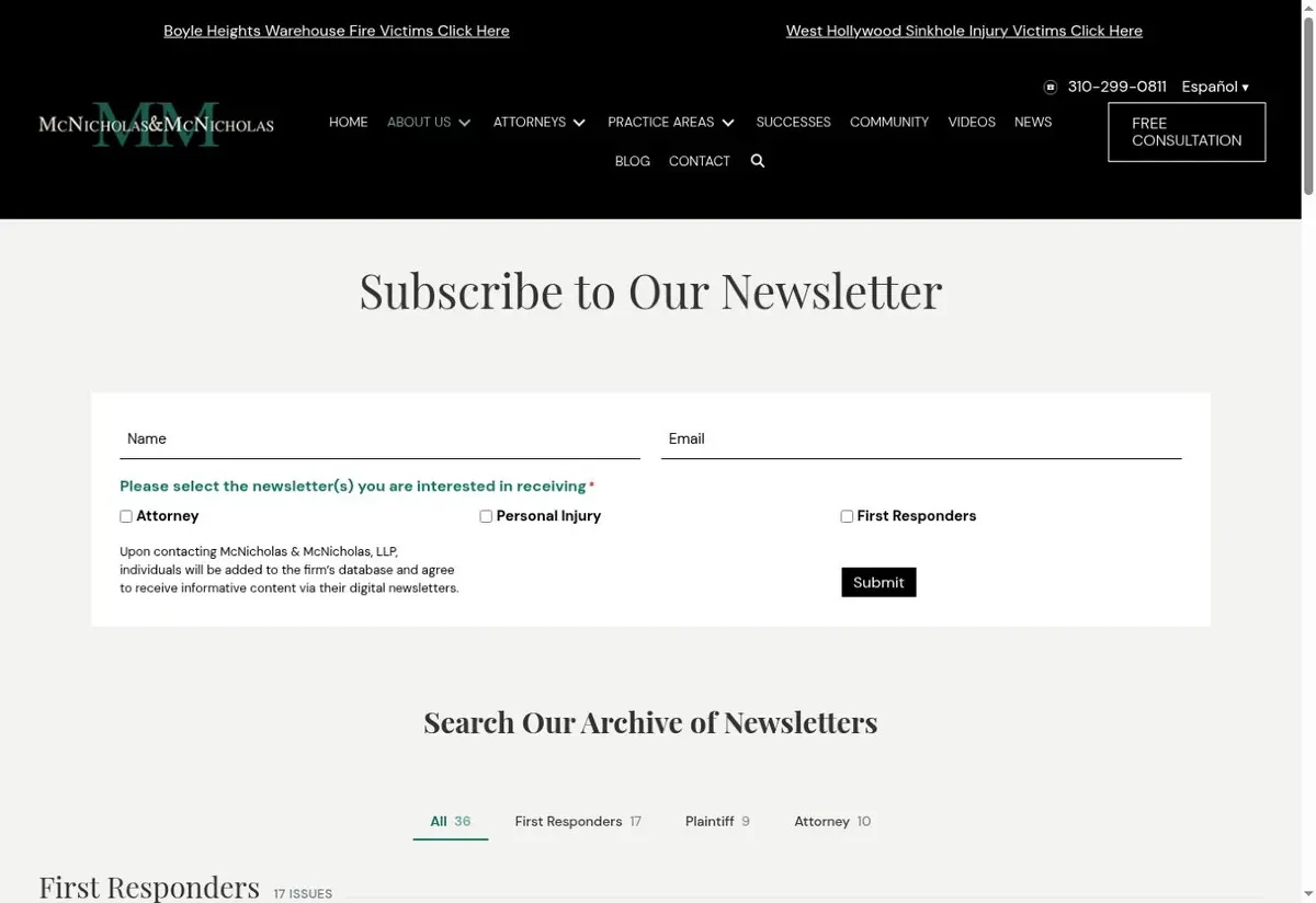 Public newsletter archive preview from McNicholas & McNicholas