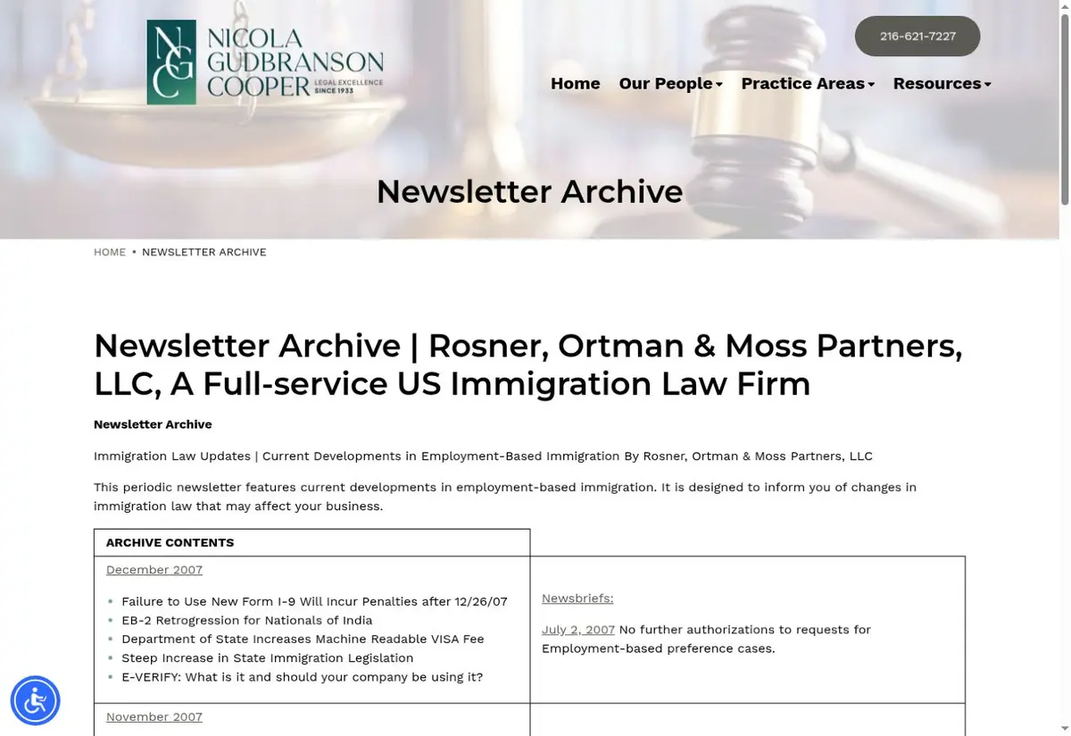 Public newsletter archive preview from Rosner, Ortman & Moss Partners, LLC